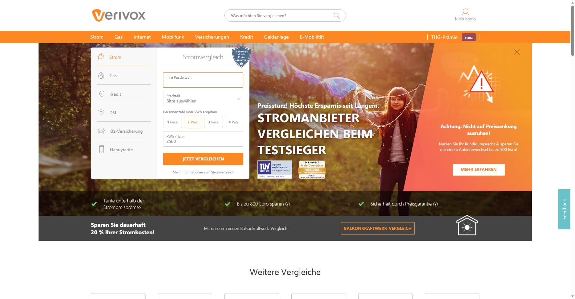 Verivox.de Ihr zuverlässiger Partner für den Vergleich von Energie